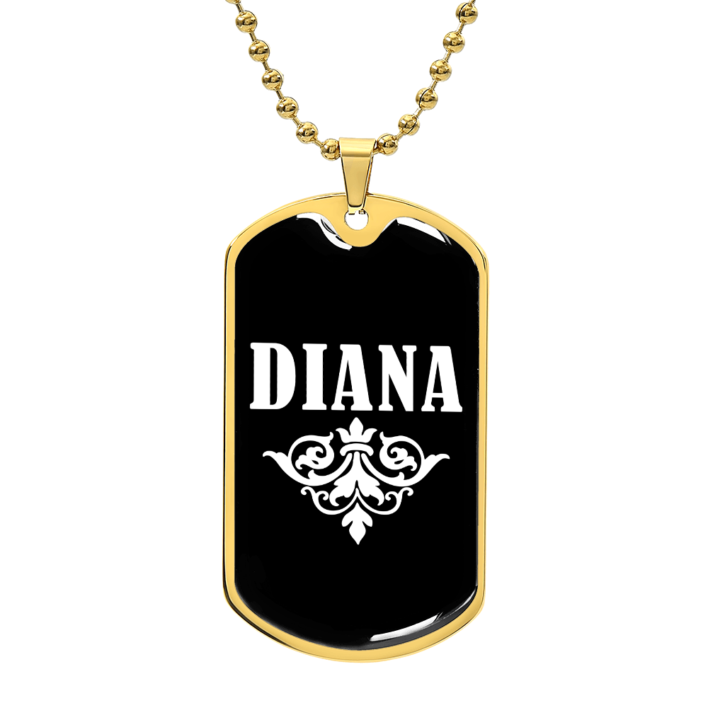 Diana v03a - 18k Gold Finished Luxury Dog Tag Necklace