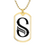 Initial S v001-34 - 18k Gold Finished Luxury Dog Tag Necklace