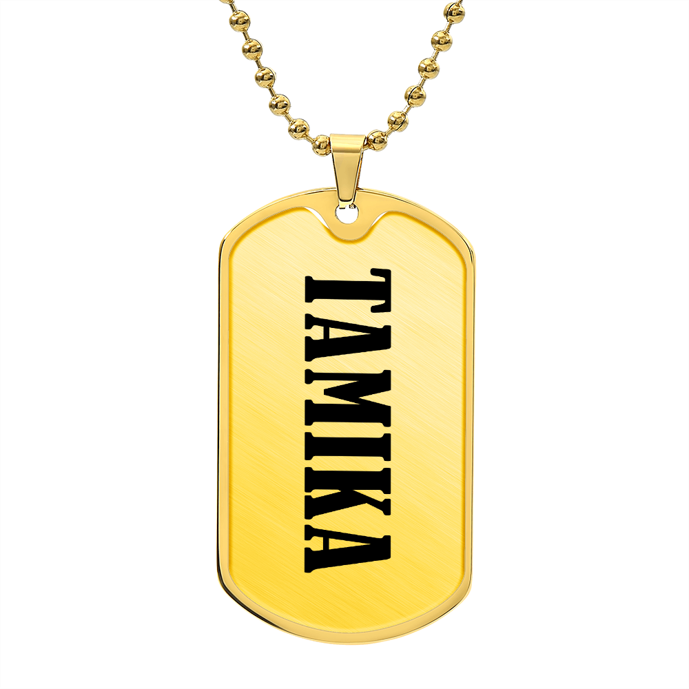 Tamika v01 - 18k Gold Finished Luxury Dog Tag Necklace