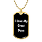 Love My Great Dane v6 - 18k Gold Finished Luxury Dog Tag Necklace