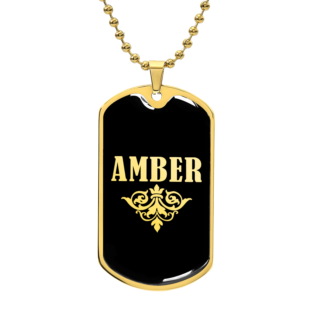 Amber v02a - 18k Gold Finished Luxury Dog Tag Necklace
