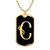 Initial C v001-32 - 18k Gold Finished Luxury Dog Tag Necklace