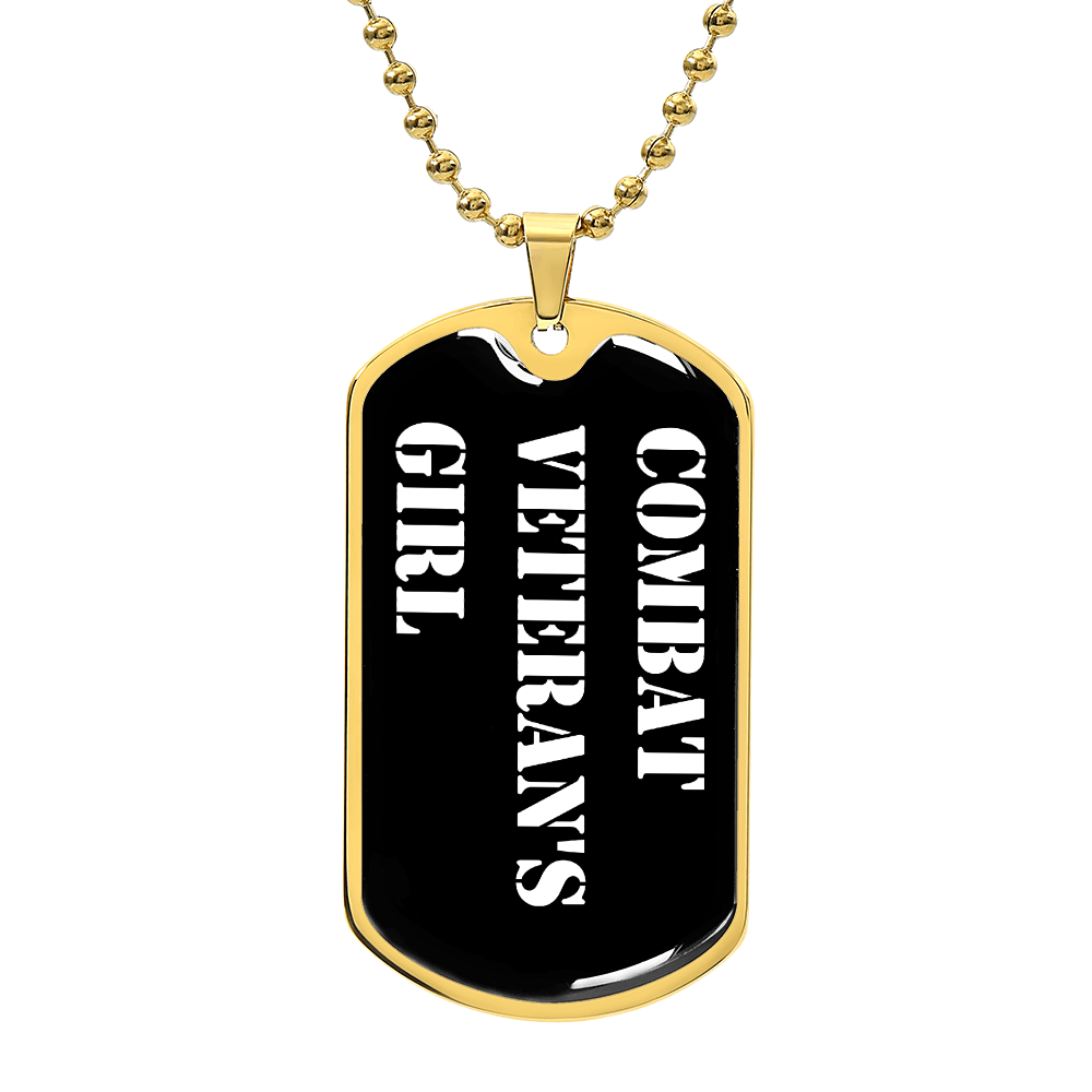Combat Veteran's Girl v3 - 18k Gold Finished Luxury Dog Tag Necklace
