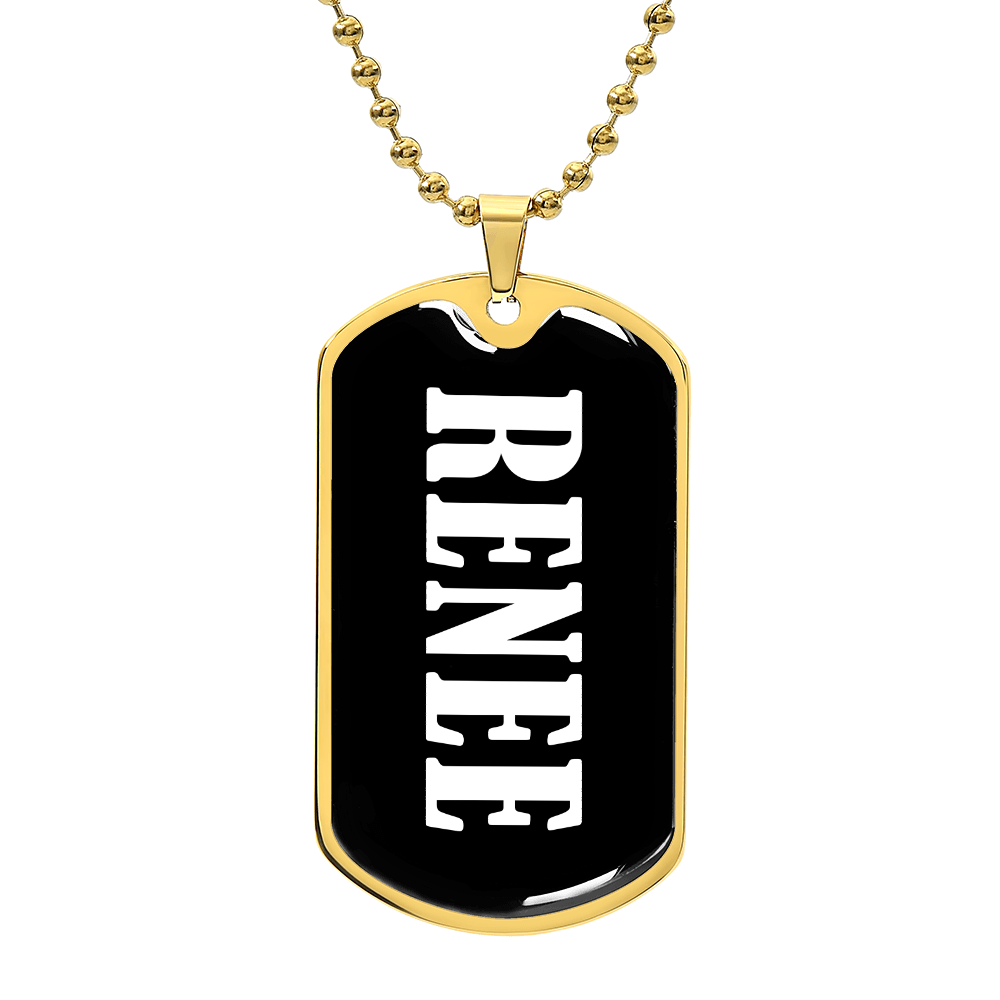 Renee v01w - 18k Gold Finished Luxury Dog Tag Necklace
