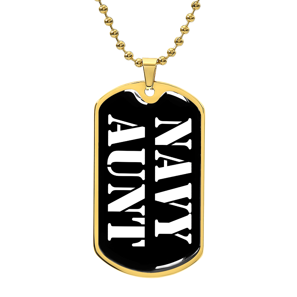 Navy Aunt v3 - 18k Gold Finished Luxury Dog Tag Necklace