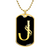 Initial J v001-32 - 18k Gold Finished Luxury Dog Tag Necklace