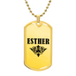 Esther v01a - 18k Gold Finished Luxury Dog Tag Necklace