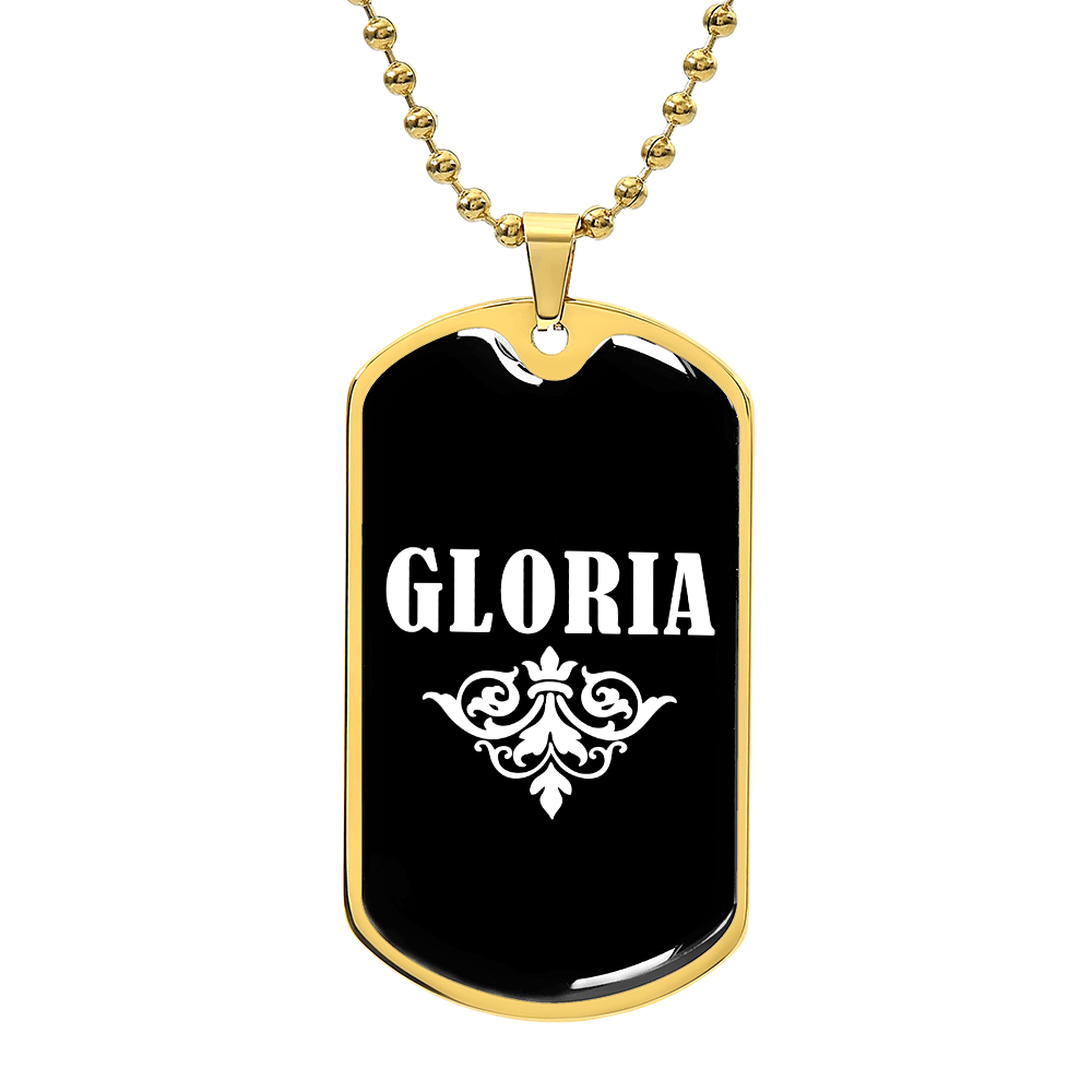 Gloria v03a - 18k Gold Finished Luxury Dog Tag Necklace