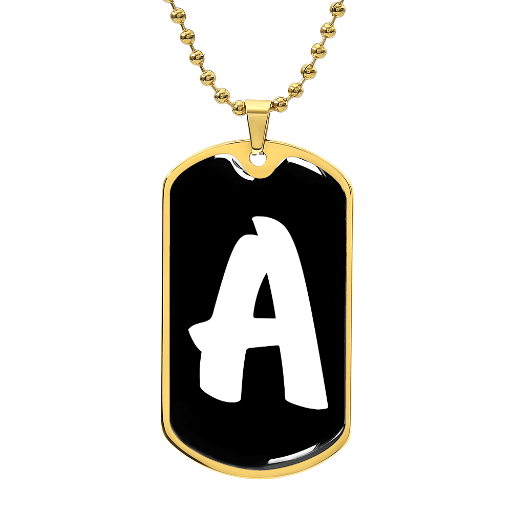 Initial A v3b - 18k Gold Finished Luxury Dog Tag Necklace