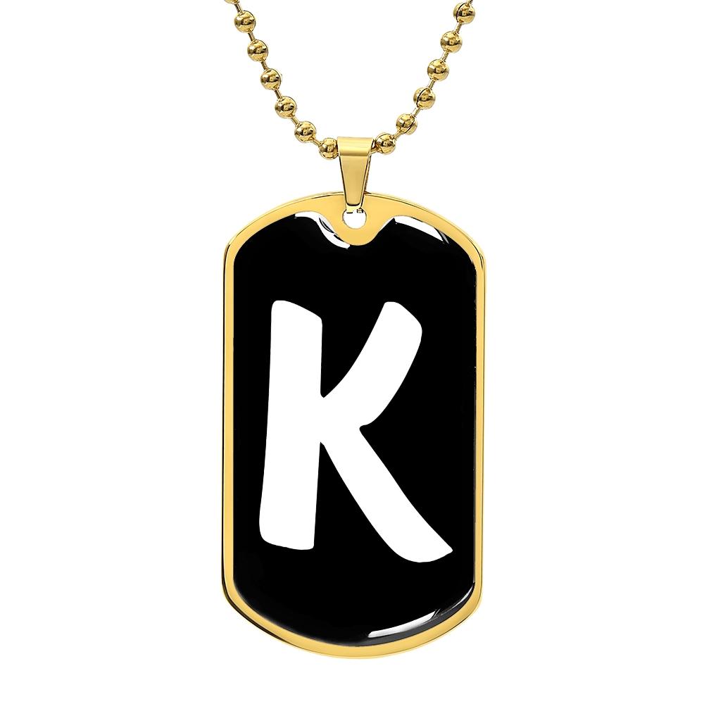 Initial K v3b - 18k Gold Finished Luxury Dog Tag Necklace