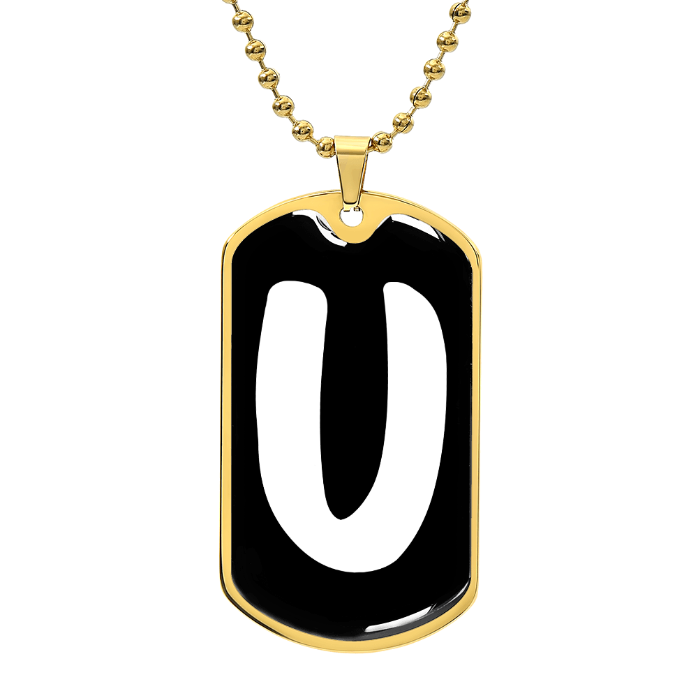 Initial U v3b - 18k Gold Finished Luxury Dog Tag Necklace
