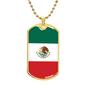 Mexican Flag - 18k Gold Finished Luxury Dog Tag Necklace
