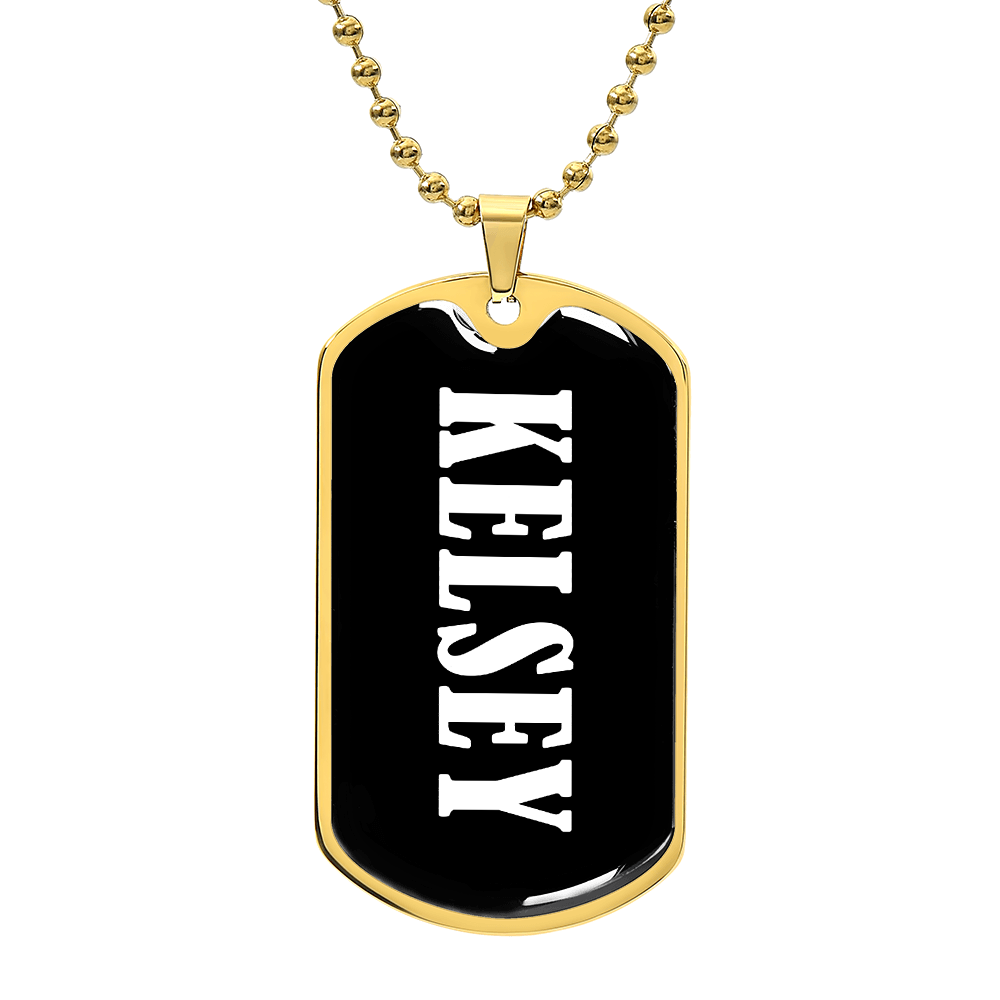 Kelsey v03 - 18k Gold Finished Luxury Dog Tag Necklace