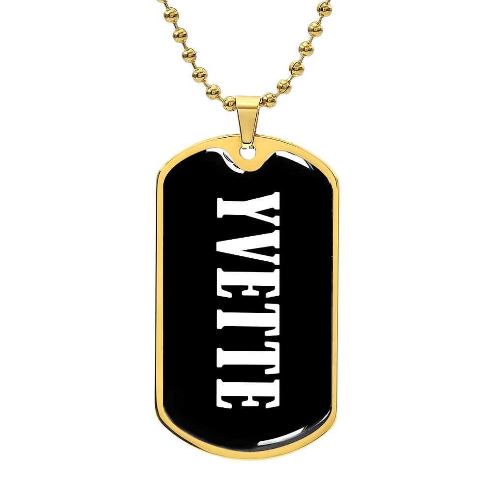 Yvette v01w - 18k Gold Finished Luxury Dog Tag Necklace