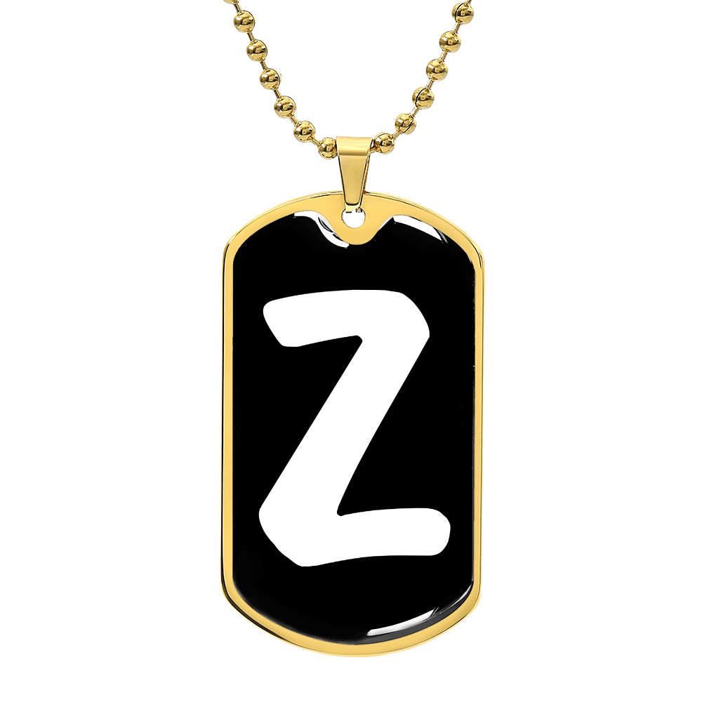 Initial Z v3b - 18k Gold Finished Luxury Dog Tag Necklace