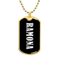 Ramona v01w - 18k Gold Finished Luxury Dog Tag Necklace