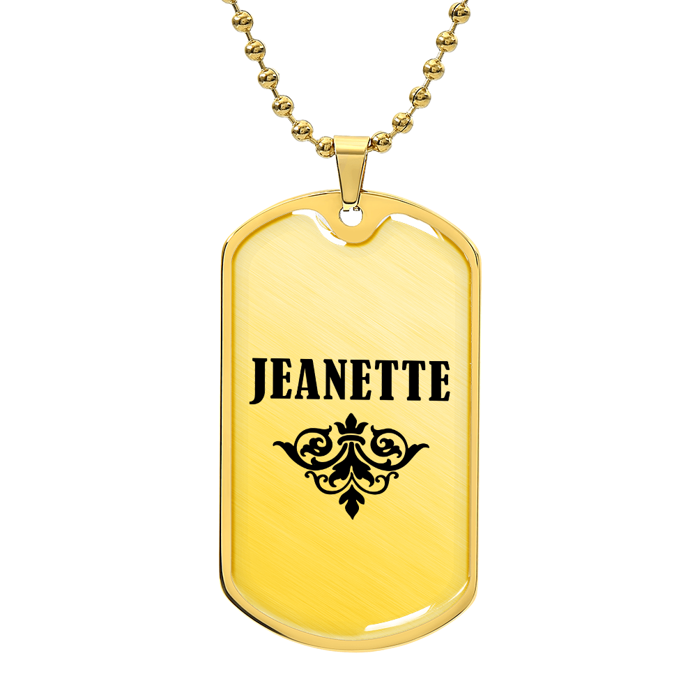 Jeanette v01a - 18k Gold Finished Luxury Dog Tag Necklace