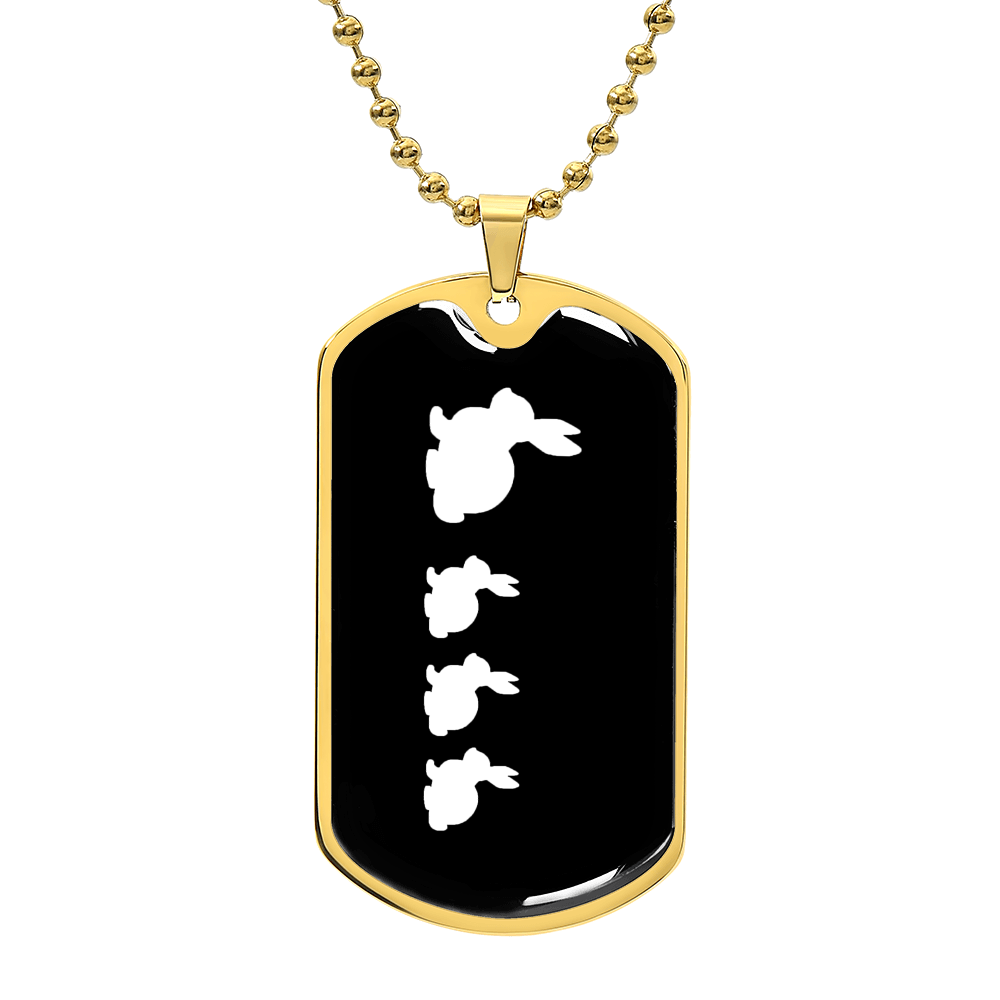 Mama Rabbit With 3 Kittens v3 - 18k Gold Finished Luxury Dog Tag Necklace