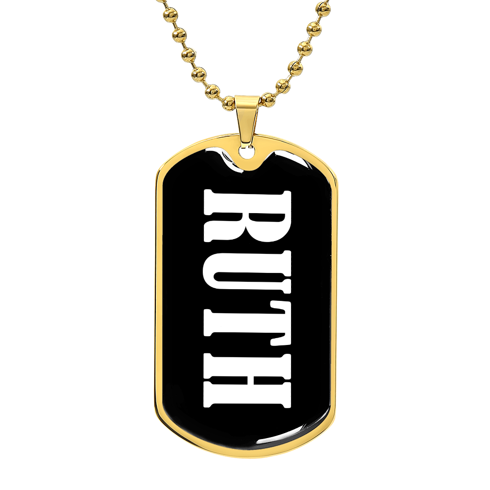 Ruth v01w - 18k Gold Finished Luxury Dog Tag Necklace