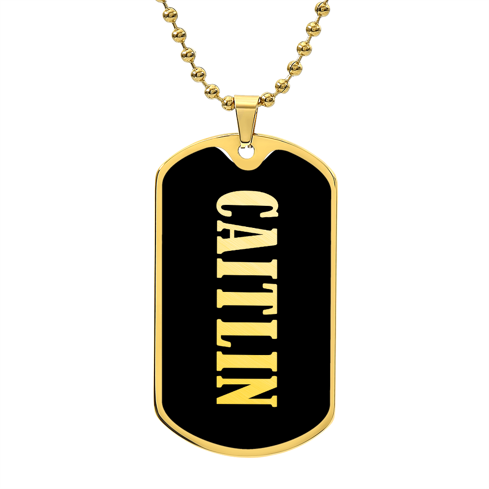 Caitlin v02 - 18k Gold Finished Luxury Dog Tag Necklace