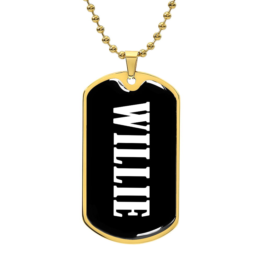 Willie v01w - 18k Gold Finished Luxury Dog Tag Necklace