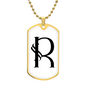 Initial R v001-34 - 18k Gold Finished Luxury Dog Tag Necklace