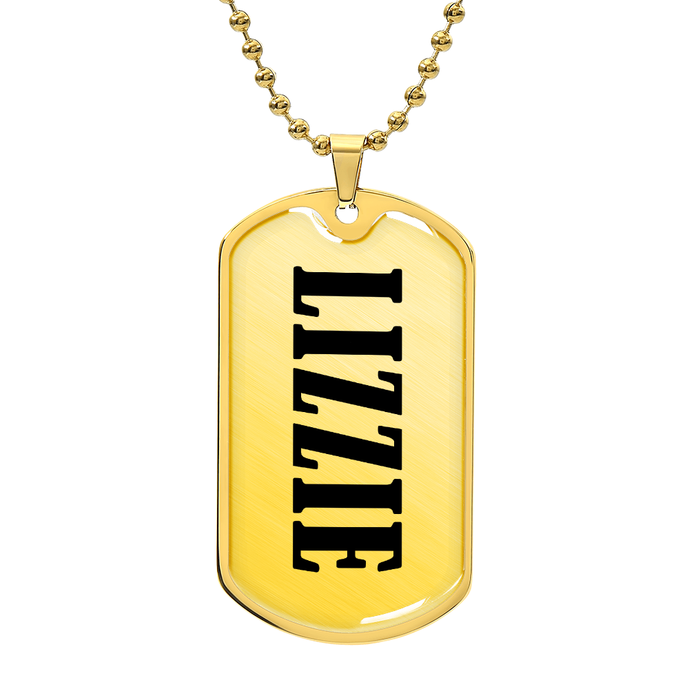 Lizzie v01 - 18k Gold Finished Luxury Dog Tag Necklace
