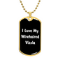 Love My Wirehaired Vizsla v6 - 18k Gold Finished Luxury Dog Tag Necklace