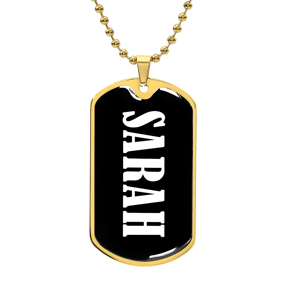 Sarah v01w - 18k Gold Finished Luxury Dog Tag Necklace