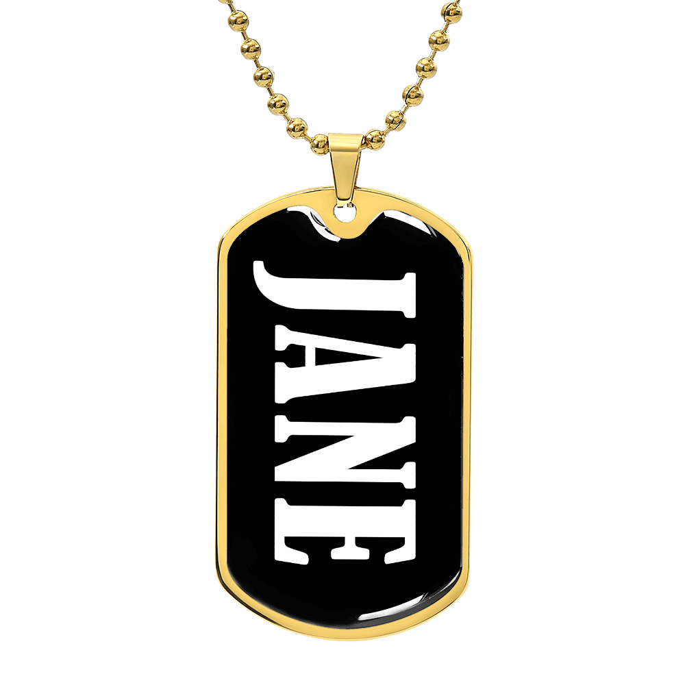 Jane v01w - 18k Gold Finished Luxury Dog Tag Necklace