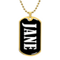 Jane v01w - 18k Gold Finished Luxury Dog Tag Necklace