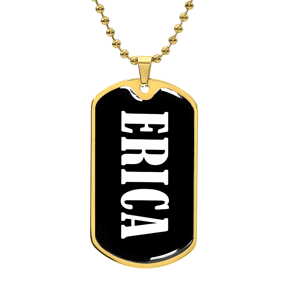 Erica v01w - 18k Gold Finished Luxury Dog Tag Necklace