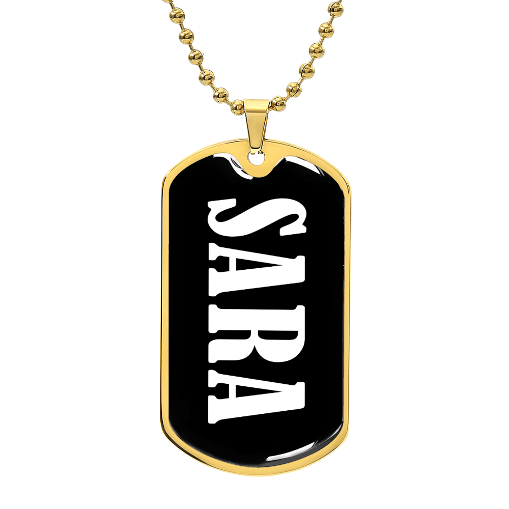 Sara v01w - 18k Gold Finished Luxury Dog Tag Necklace