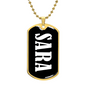 Sara v01w - 18k Gold Finished Luxury Dog Tag Necklace