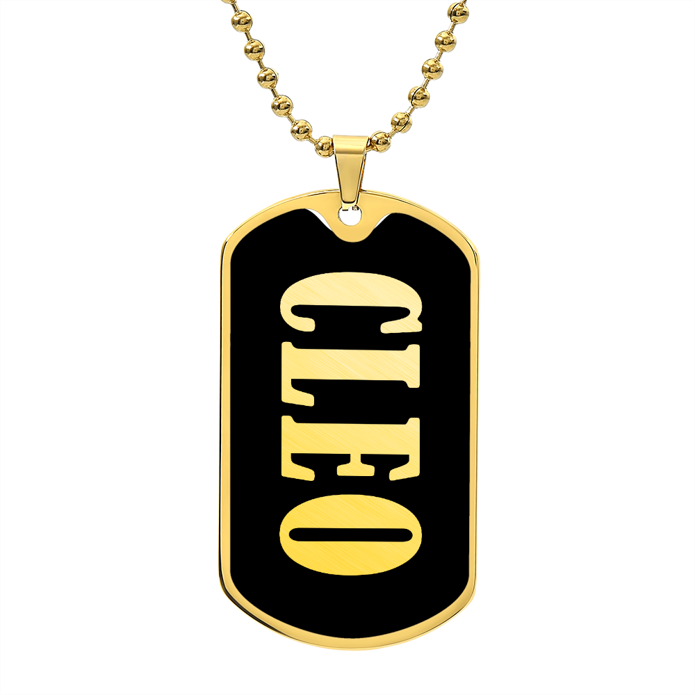 Cleo v02 - 18k Gold Finished Luxury Dog Tag Necklace