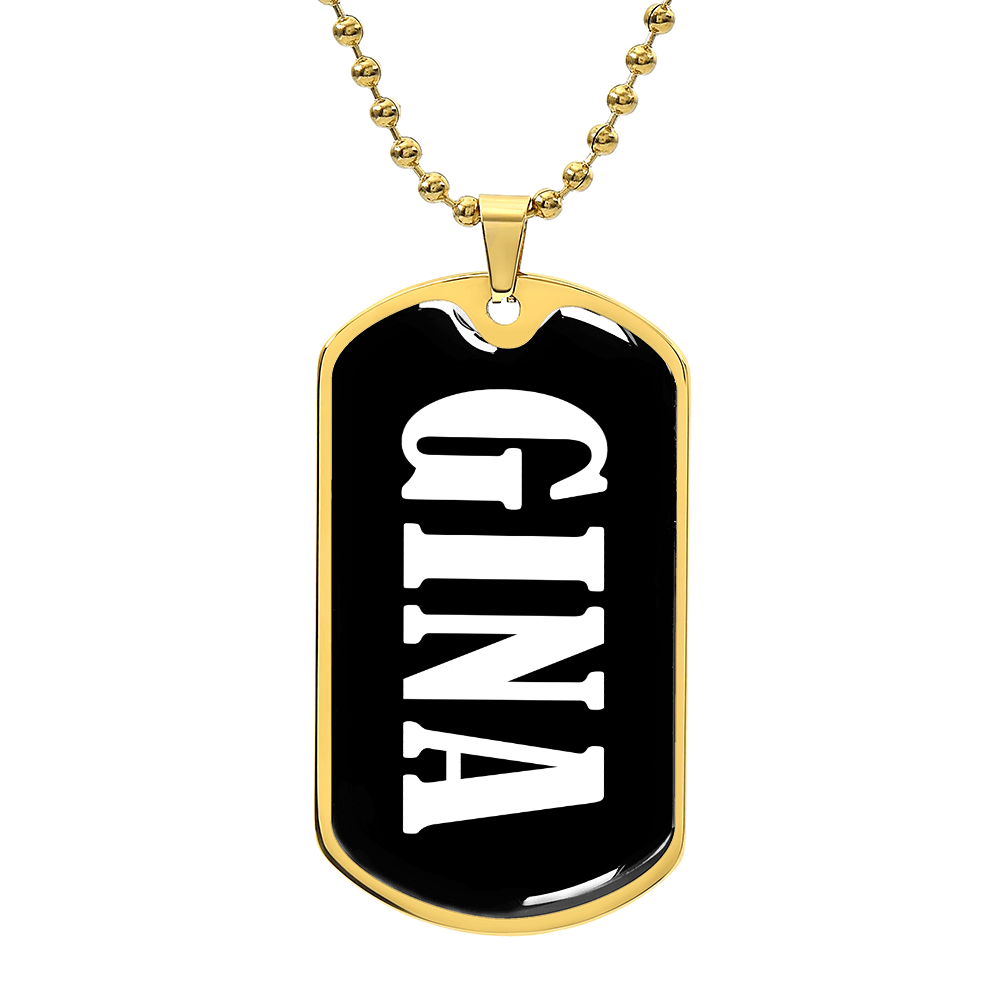 Gina v01w - 18k Gold Finished Luxury Dog Tag Necklace