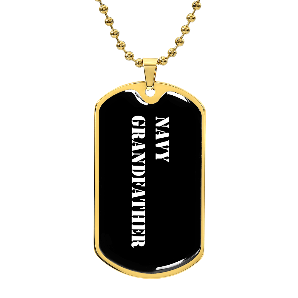Navy Grandfather v3 - 18k Gold Finished Luxury Dog Tag Necklace
