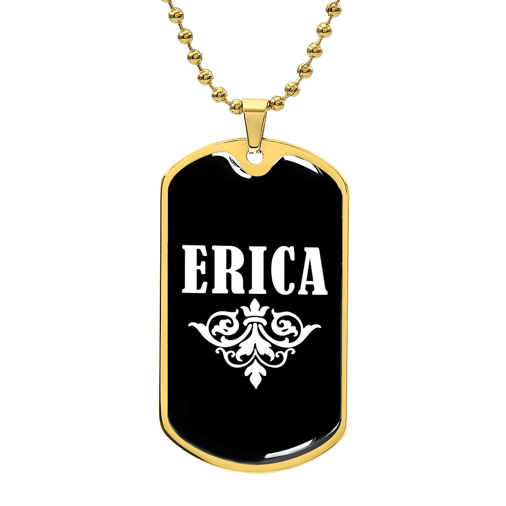 Erica v03a - 18k Gold Finished Luxury Dog Tag Necklace