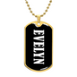 Evelyn v01w - 18k Gold Finished Luxury Dog Tag Necklace