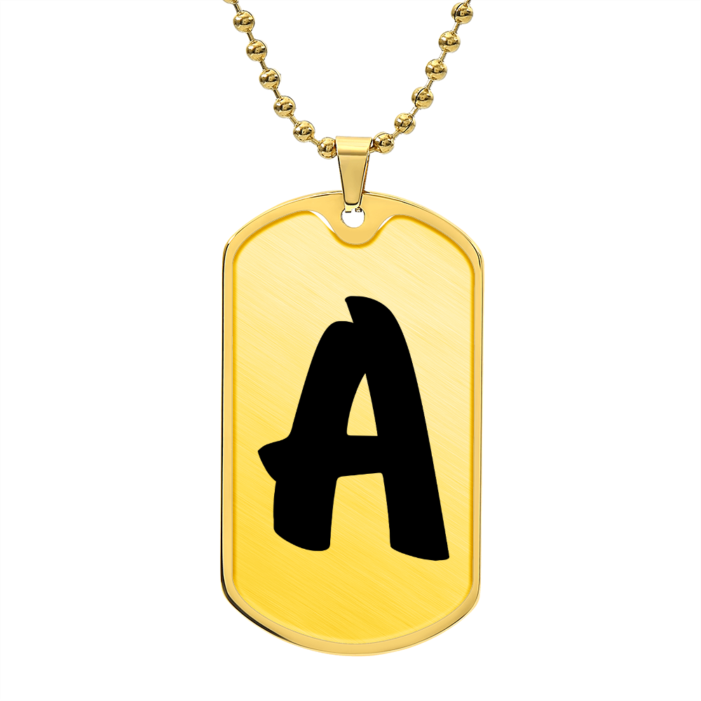 Initial A v1b - 18k Gold Finished Luxury Dog Tag Necklace