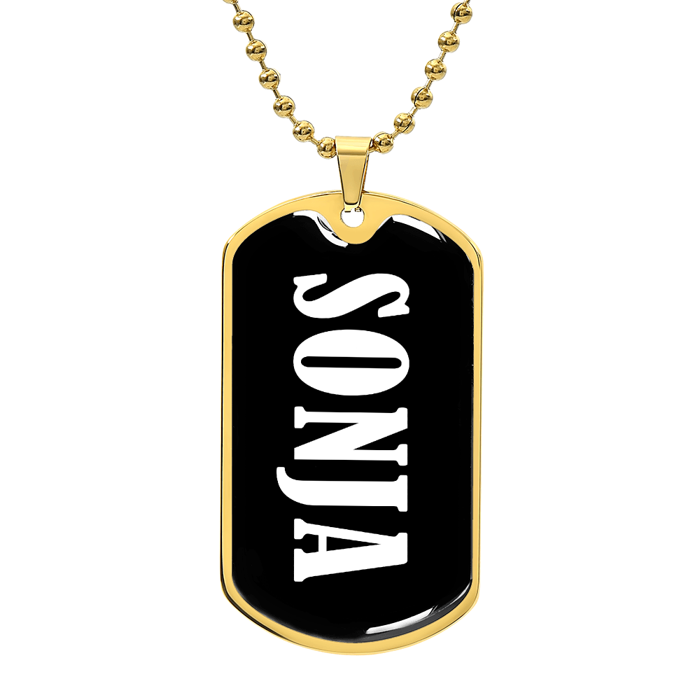 Sonja v03 - 18k Gold Finished Luxury Dog Tag Necklace