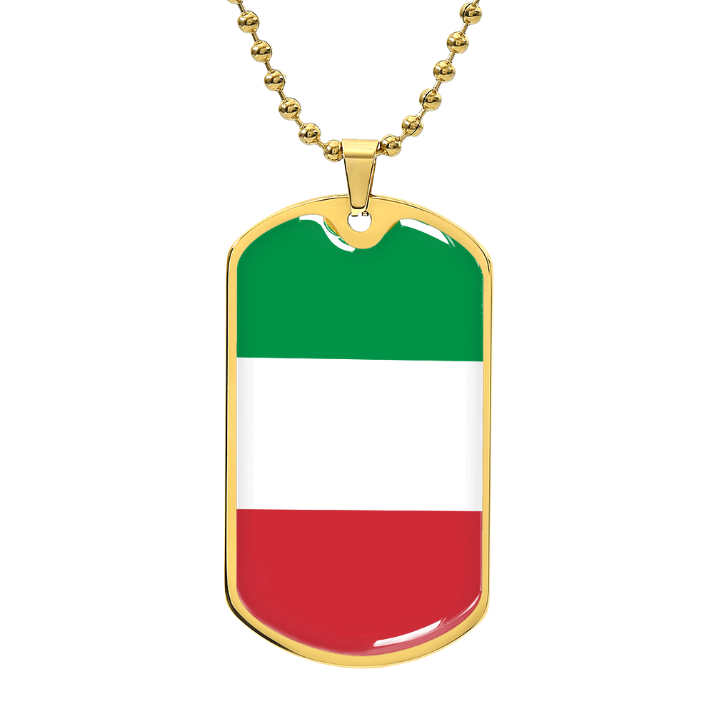 Italian Flag - 18k Gold Finished Luxury Dog Tag Necklace
