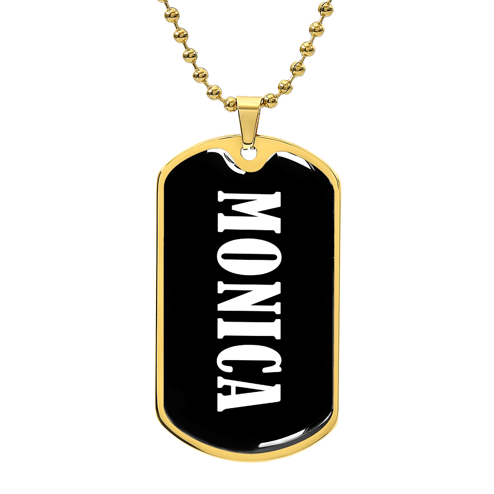 Monica v01w - 18k Gold Finished Luxury Dog Tag Necklace
