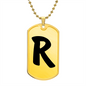 Initial R v1b - 18k Gold Finished Luxury Dog Tag Necklace