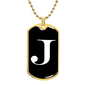 Initial J v3a - 18k Gold Finished Luxury Dog Tag Necklace