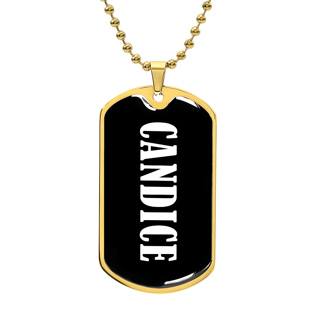 Candice v01w - 18k Gold Finished Luxury Dog Tag Necklace