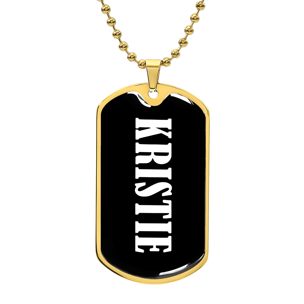 Kristie v03 - 18k Gold Finished Luxury Dog Tag Necklace
