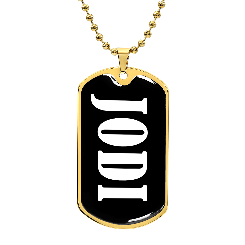 Jodi v01w - 18k Gold Finished Luxury Dog Tag Necklace