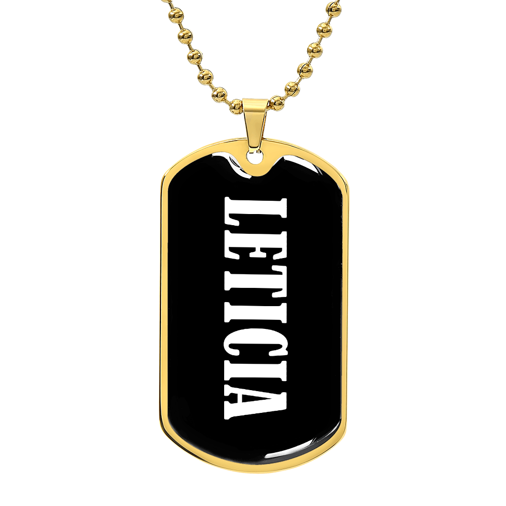 Leticia v01w - 18k Gold Finished Luxury Dog Tag Necklace