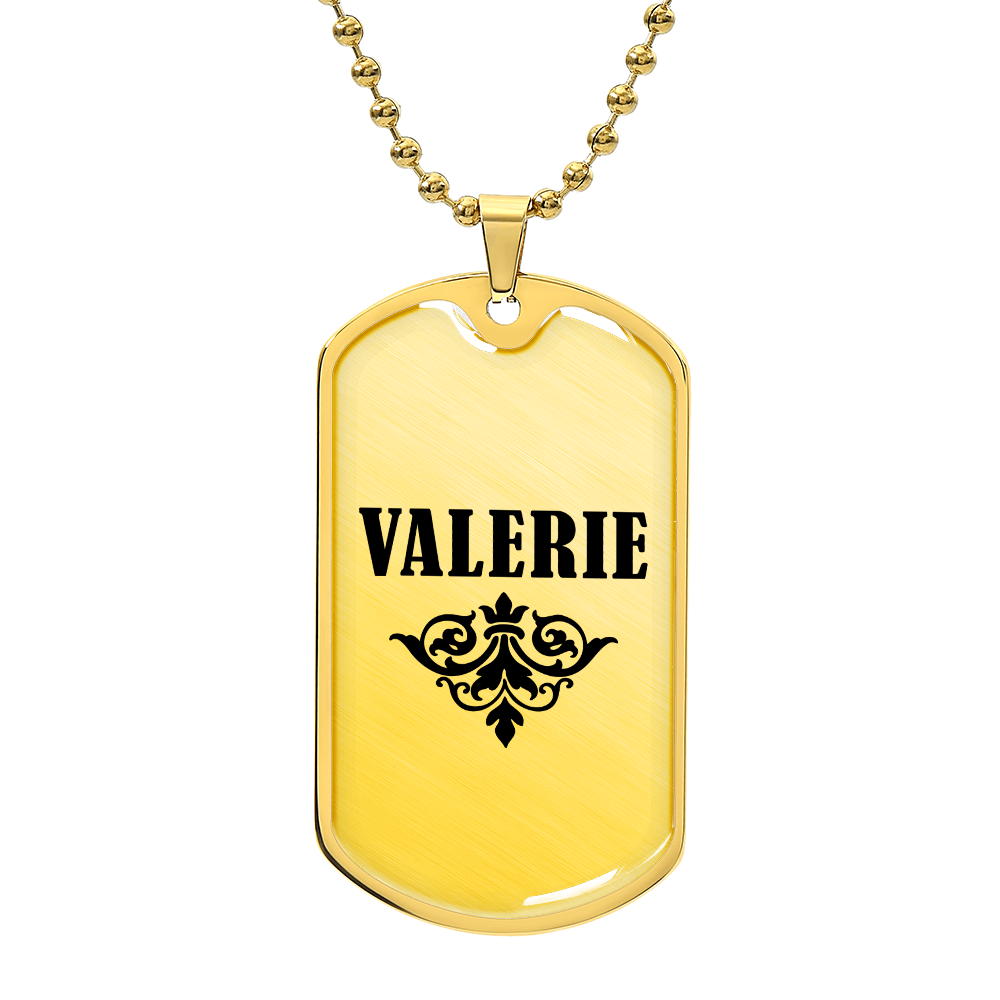 Valerie v01a - 18k Gold Finished Luxury Dog Tag Necklace